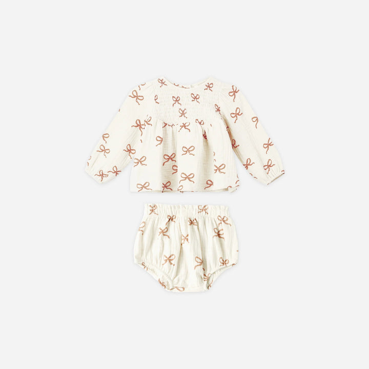Rylee & Cru Sophia Top + Bloomer Set in Ruby Bows