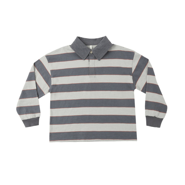 Rylee & Cru Rugby Polo in Sage Stripe