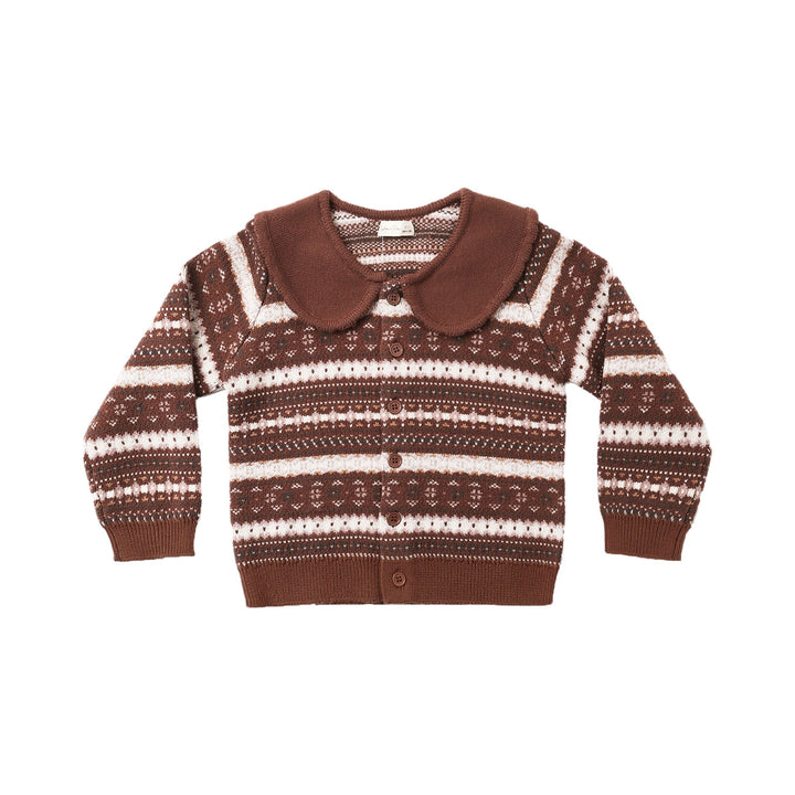 Rylee &amp; Cru Fair Isle Cardigan in Mulberry Stripe