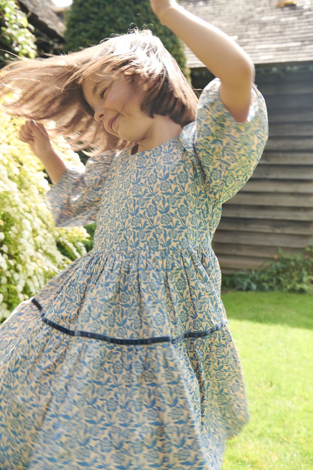 Pink Chicken Maribelle Dress in Blue Climbing Floral (sizes 2-6)