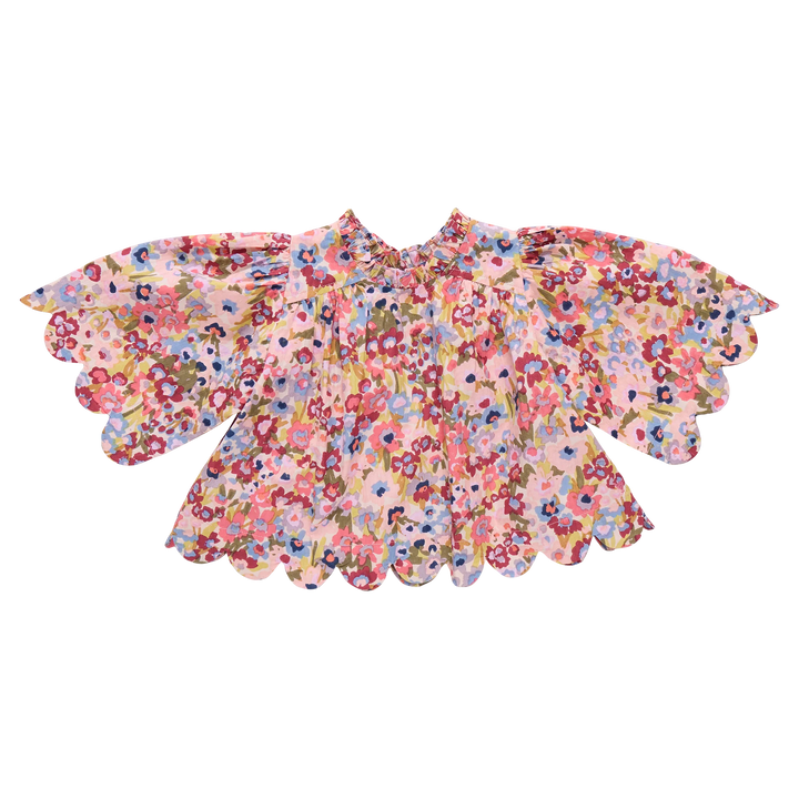 Pink Chicken Scallop Misha Top in Burgundy Sketch (size 3-6)