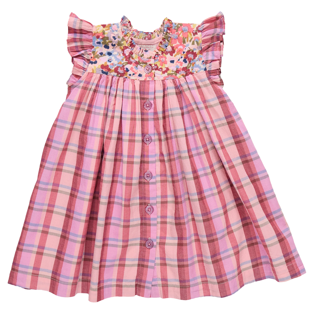 Pink Chicken Kaylee Dress in Burgundy Madras (size 7-10)