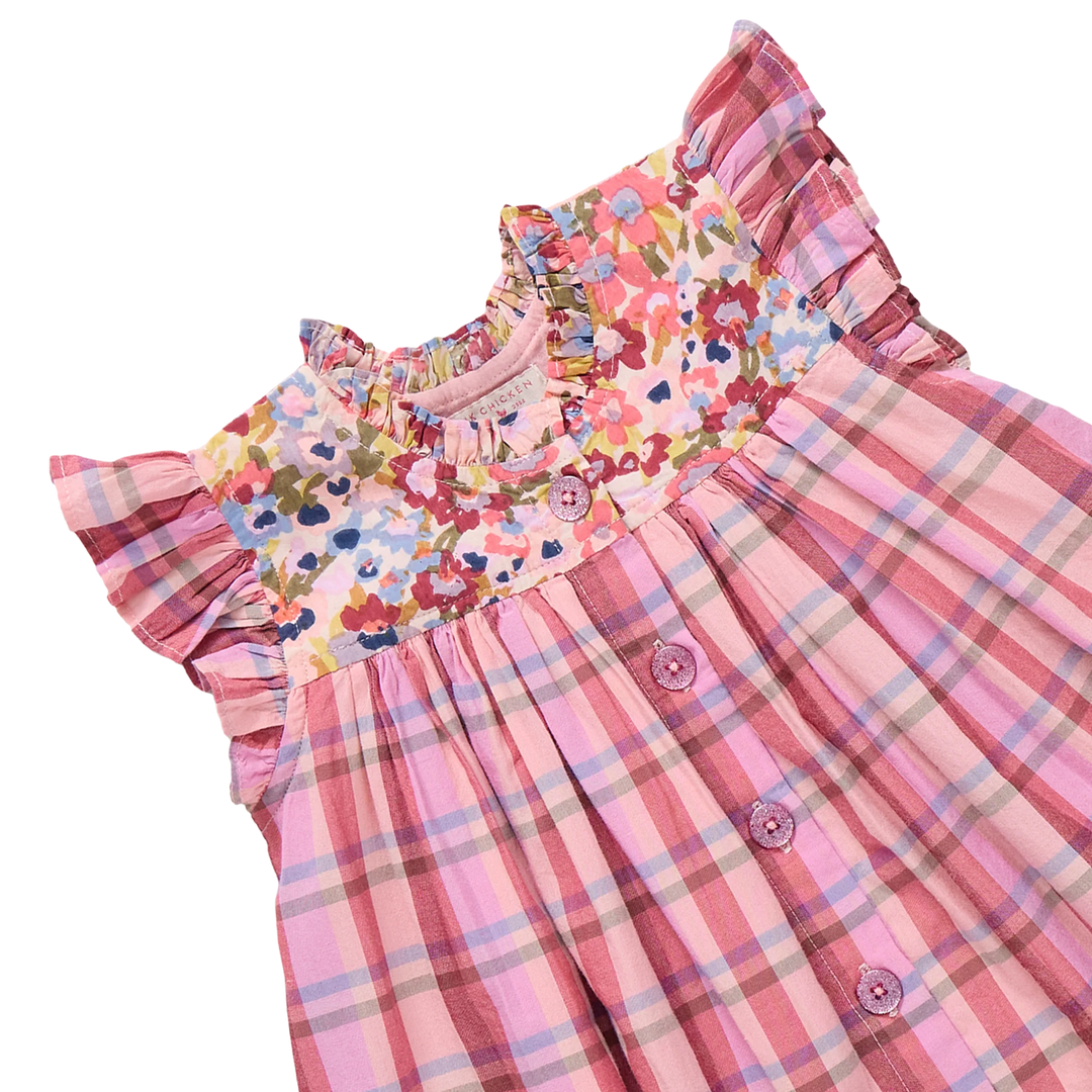 Pink Chicken Kaylee Dress in Burgundy Madras (size 7-10)