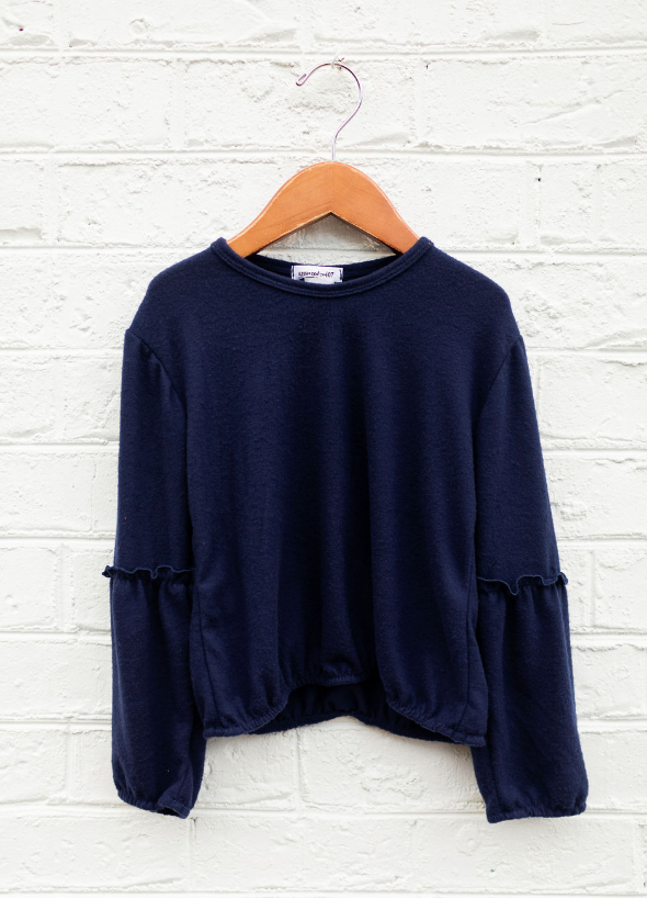 Area Code Lola Navy Poodle Sweater Top