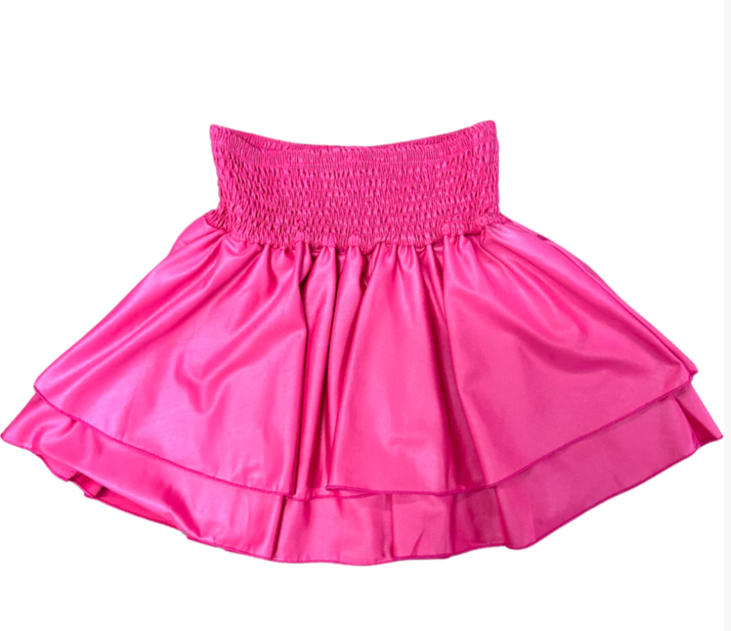 Flowers by Zoe Pink Tier Pleather Skirt