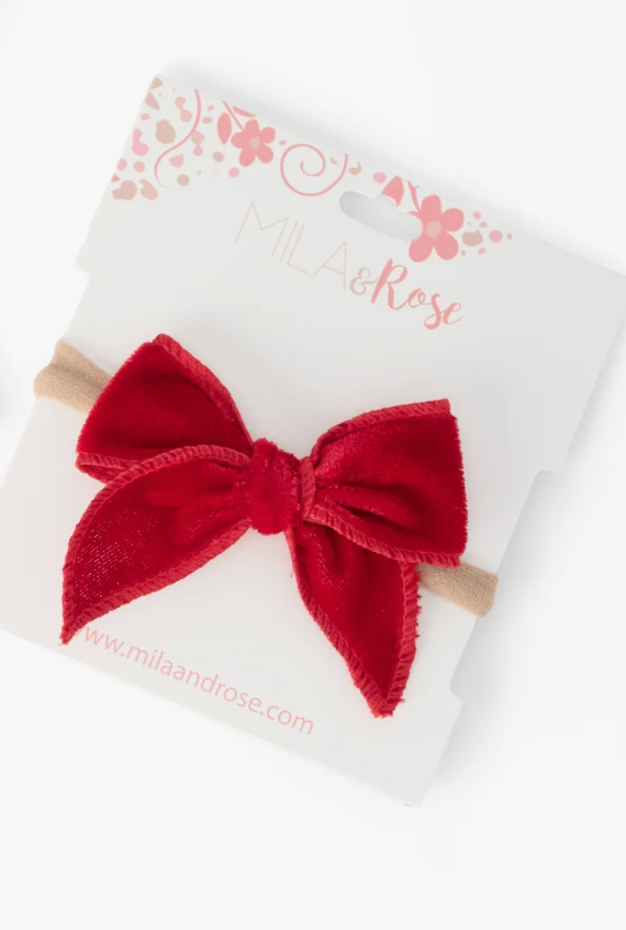 Mila & Rose Classic Velvet Hairband in Red