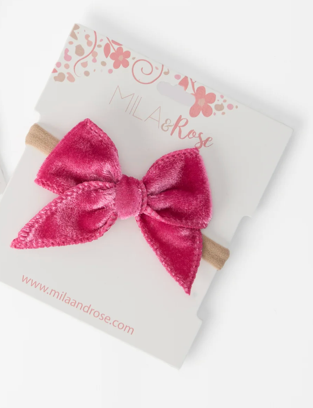 Mila & Rose Classic Velvet Hairbow in Magenta