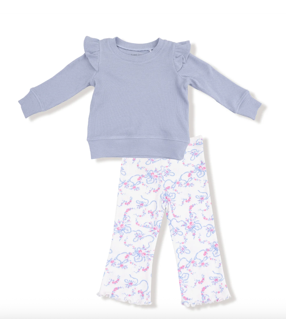 Angel Dear Ribbon Floral Fling Short + Flare Pant Set