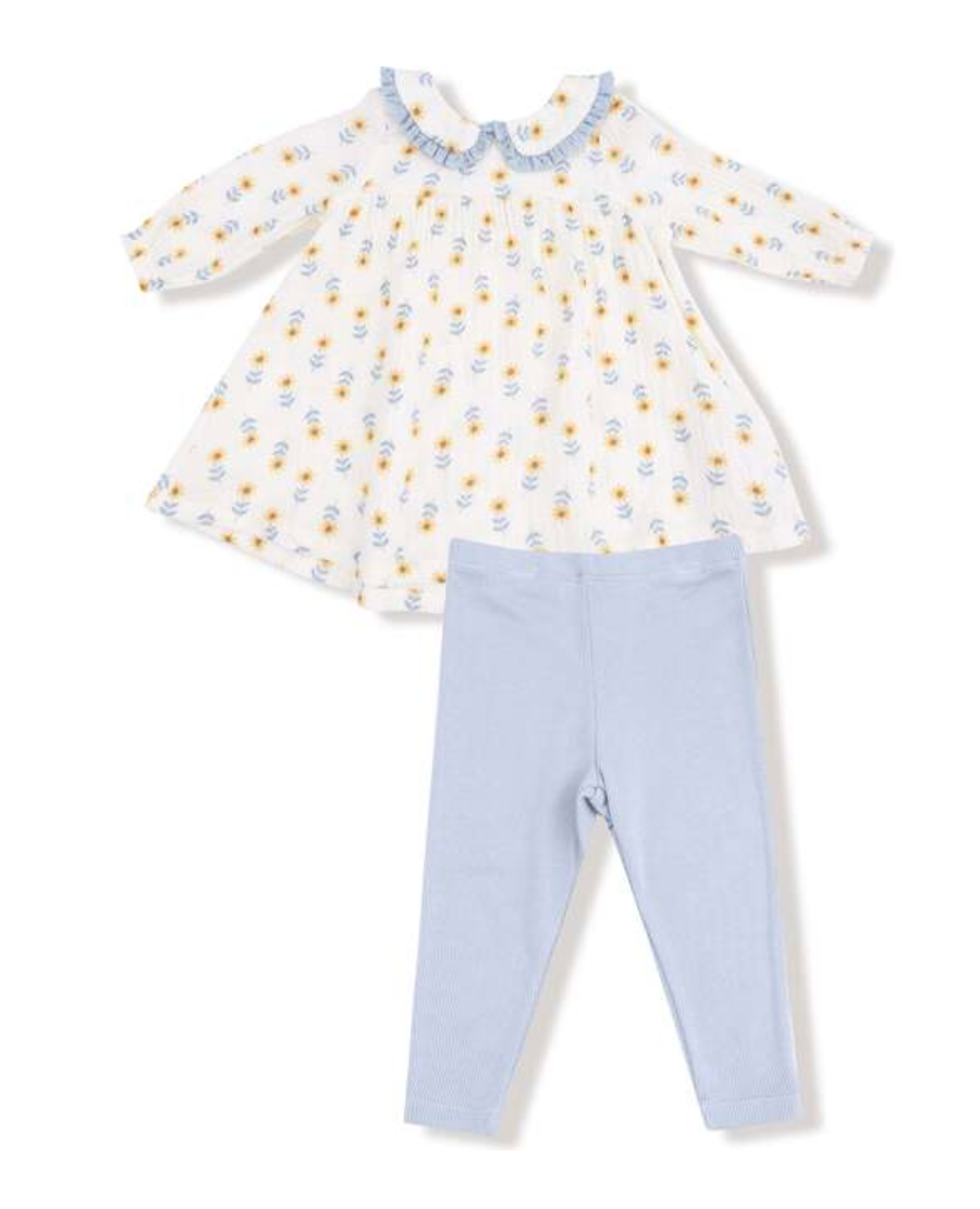 Angel Dear Western Sunflower Dress + Legging Set