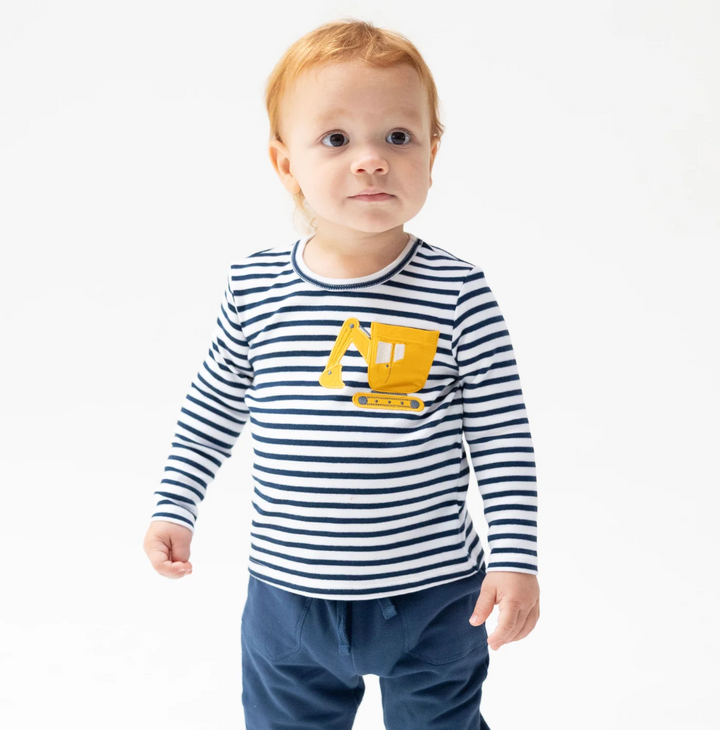Digger Long Sleeve Shirt in Navy Stripe