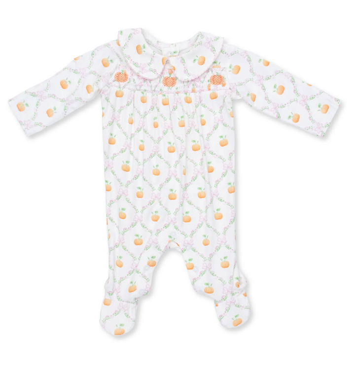Pretty Pumpkin Trellis Smocked Footie