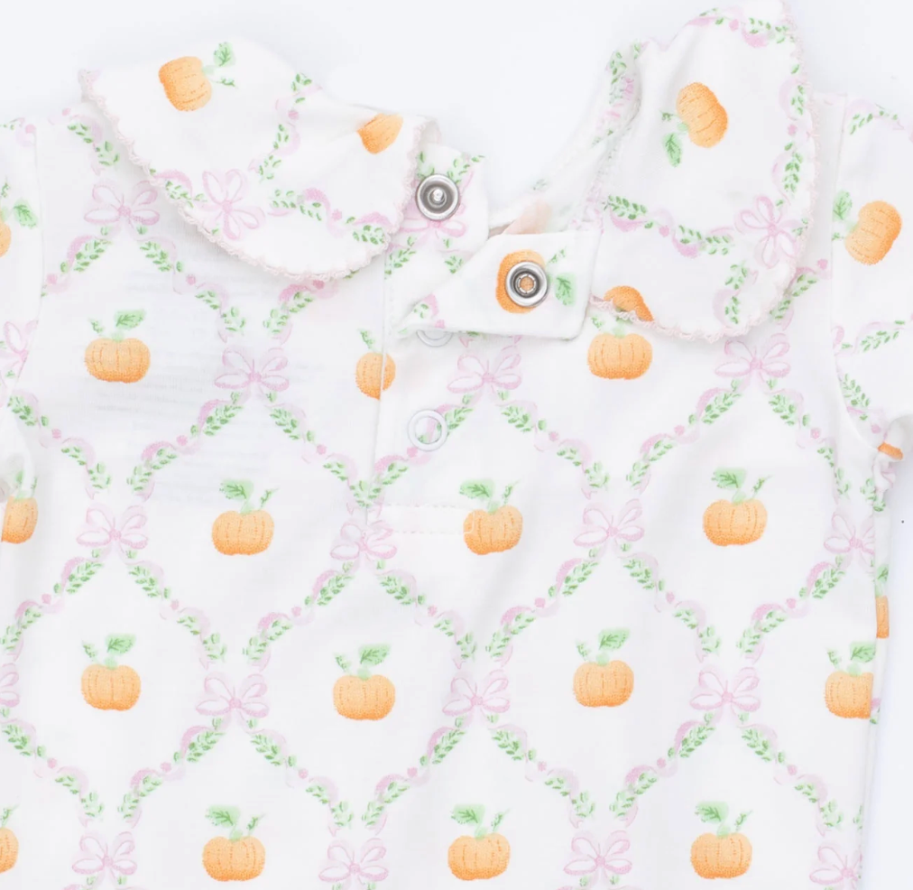 Pretty Pumpkin Trellis Smocked Footie