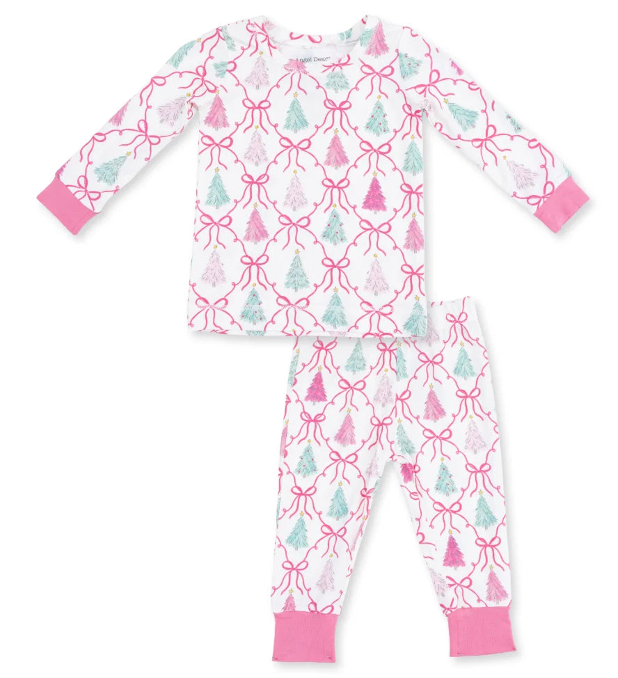 Angel Dear Bow Trellis Tree Long Sleeve Pajama Set