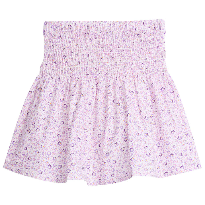 Bisby Shirred Circle Skirt in Purple Daisy