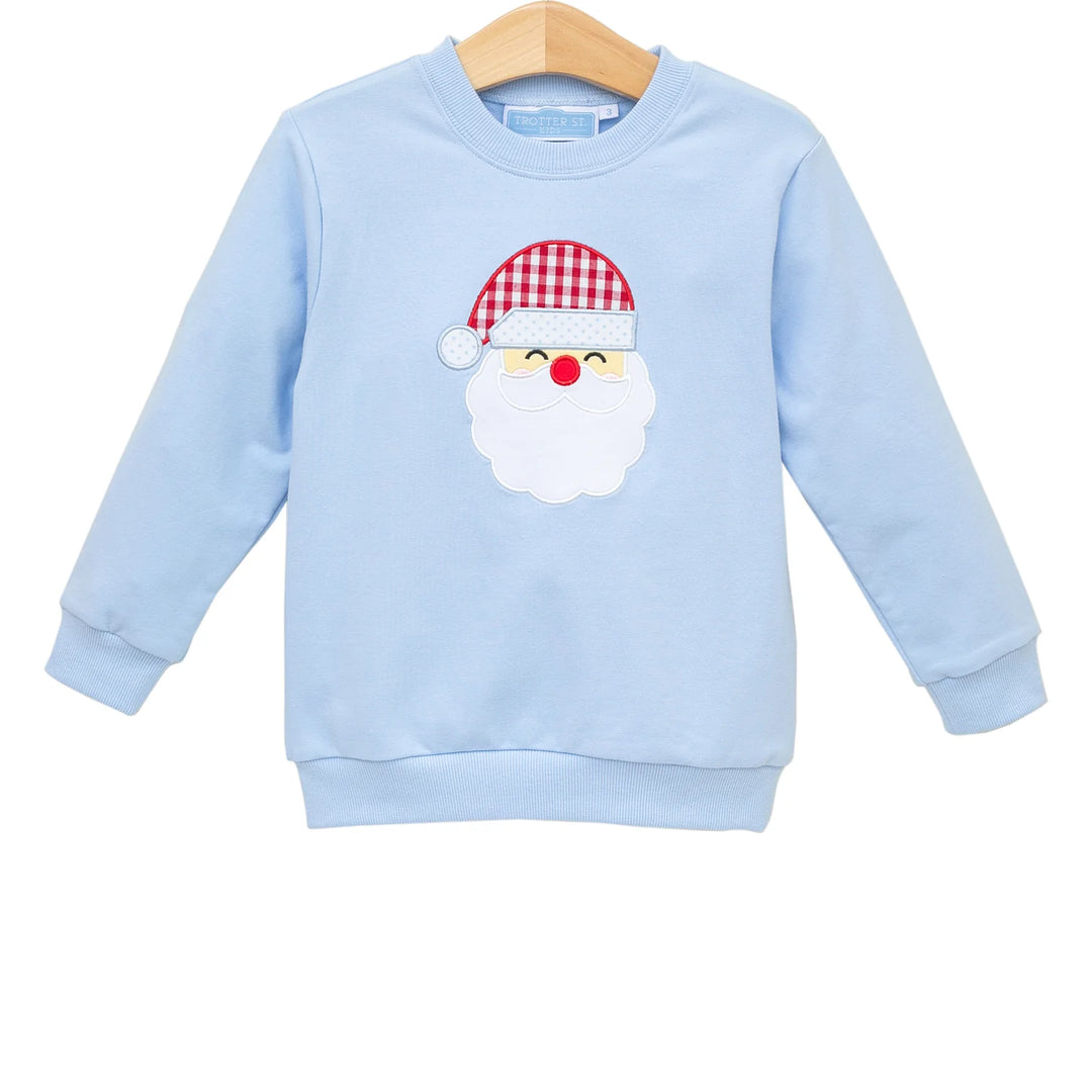 Trotter Street Kids Blue French Terry Santa Pullover