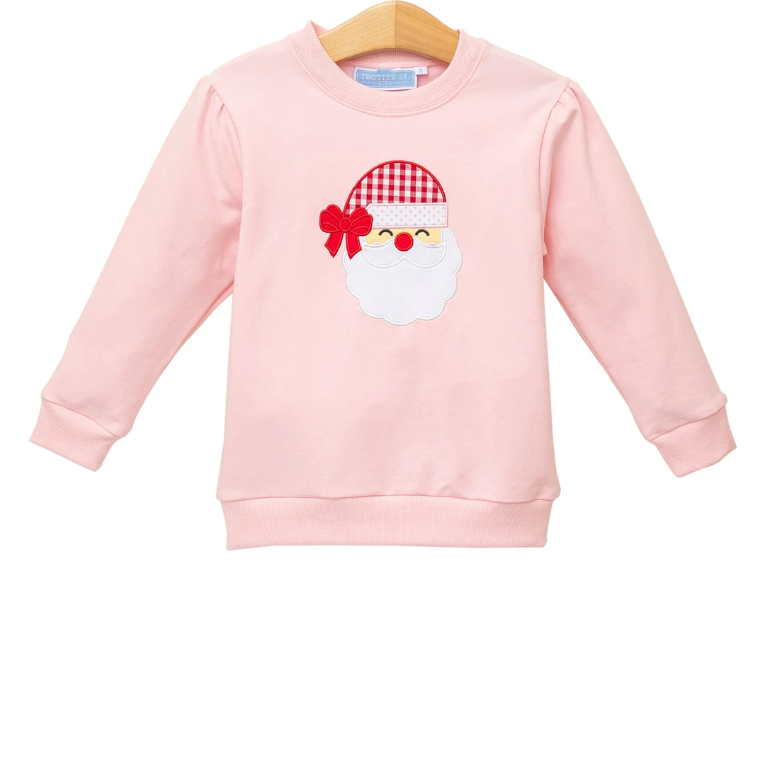 Trotter Street Kids Pink French Terry Santa Pullover