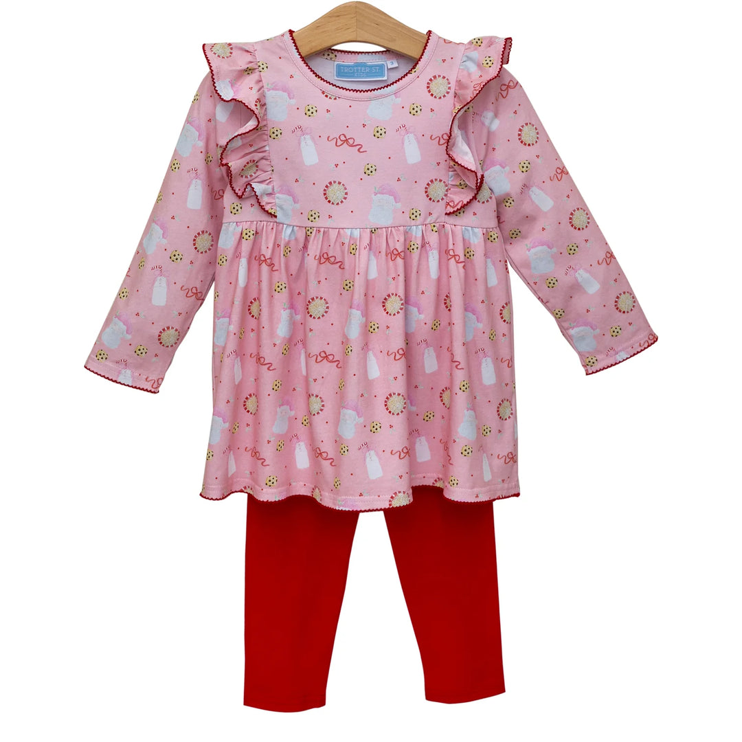 Trotter Street Kids Milk & Cookie Ruffle Pant Set