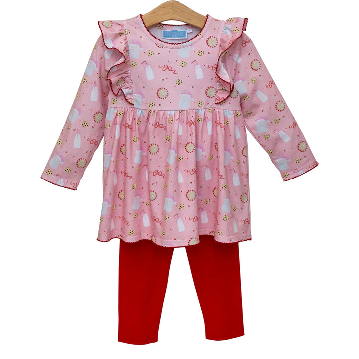 Trotter Street Kids Milk & Cookie Ruffle Pant Set