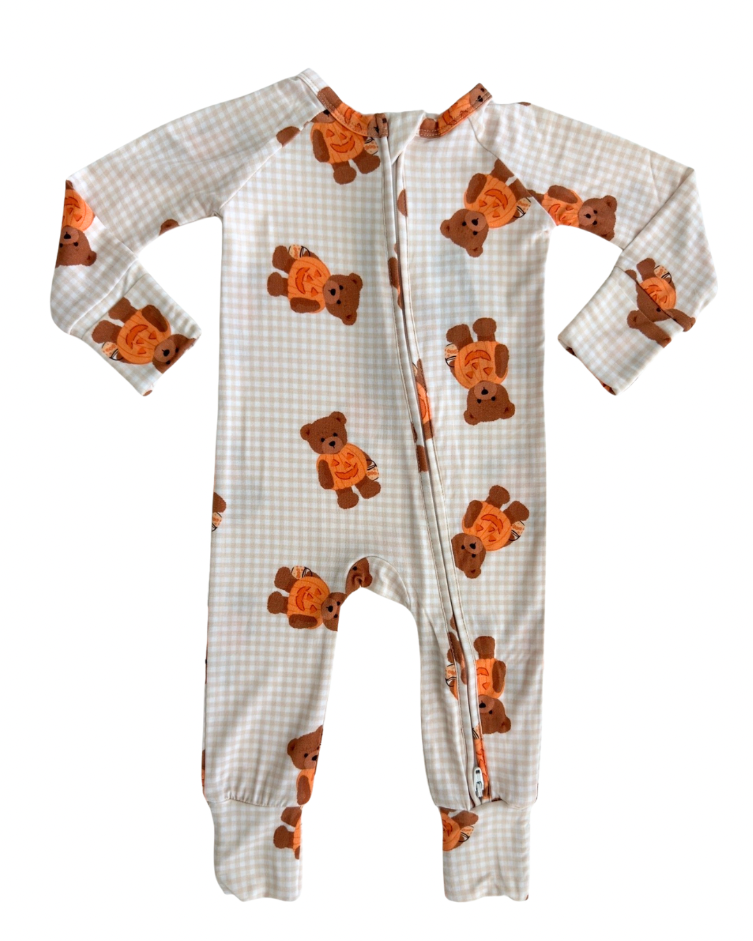 Gingham Bear Zipper Romper