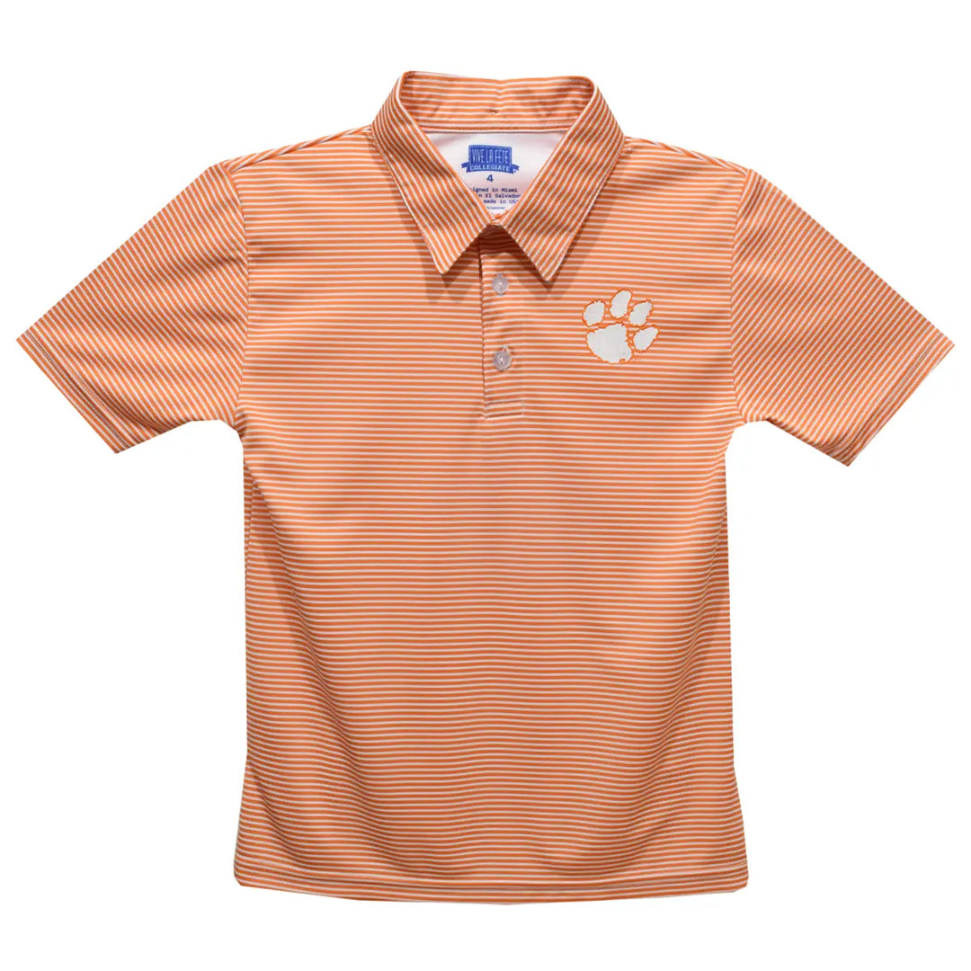 Clemson Tigers Stripe Embroidered Polo