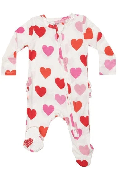 Angel Dear Happy Hearts 2 Way Ruffle Zipper Footie