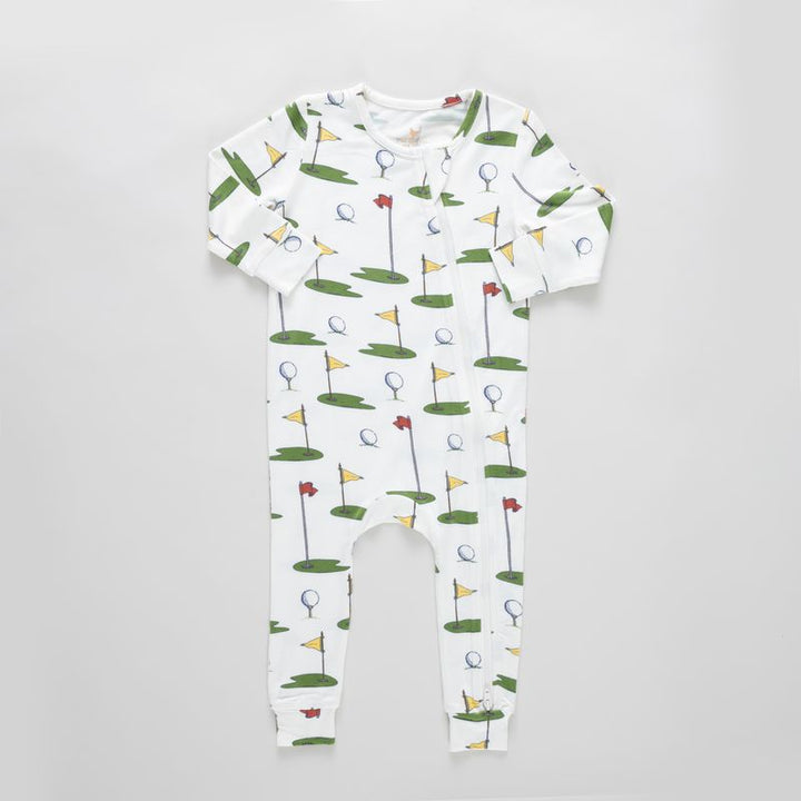 Pink Chicken Golf Zip Bamboo Romper