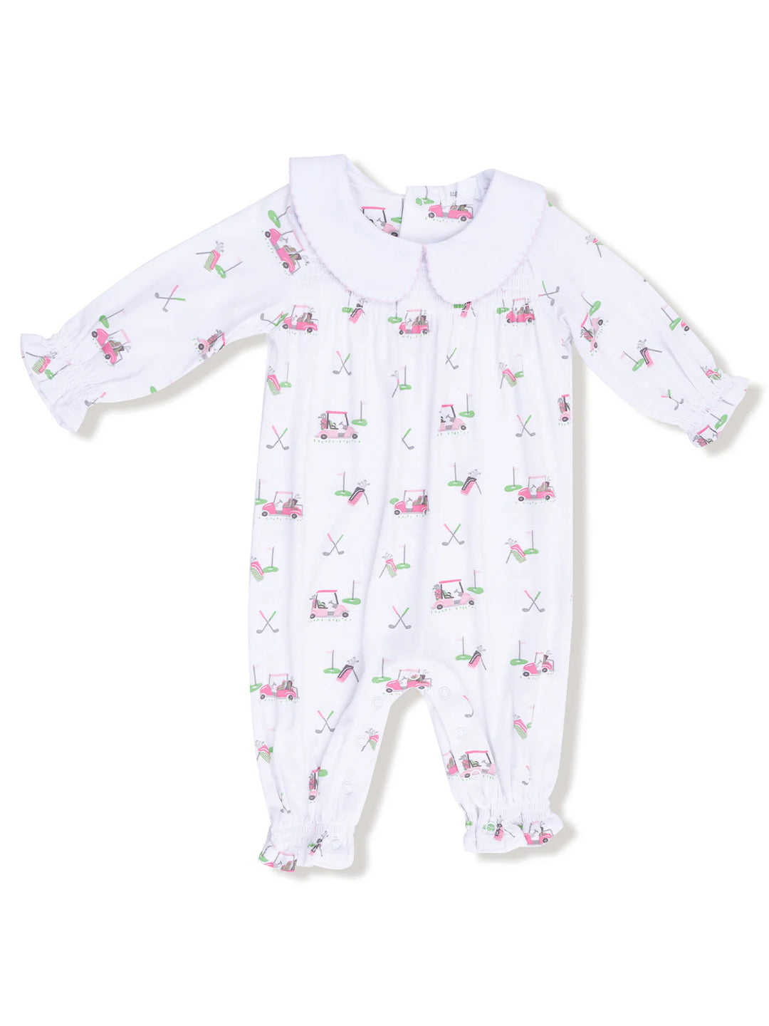 Angel Dear Pink Golf Cart Smocked Romper