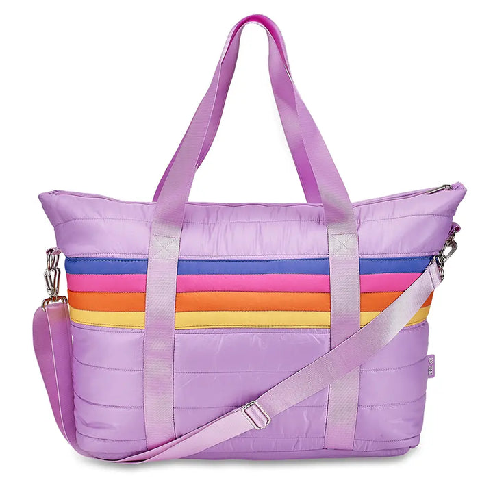 Top Trenz Purple Stripe Retro Weekender Bag