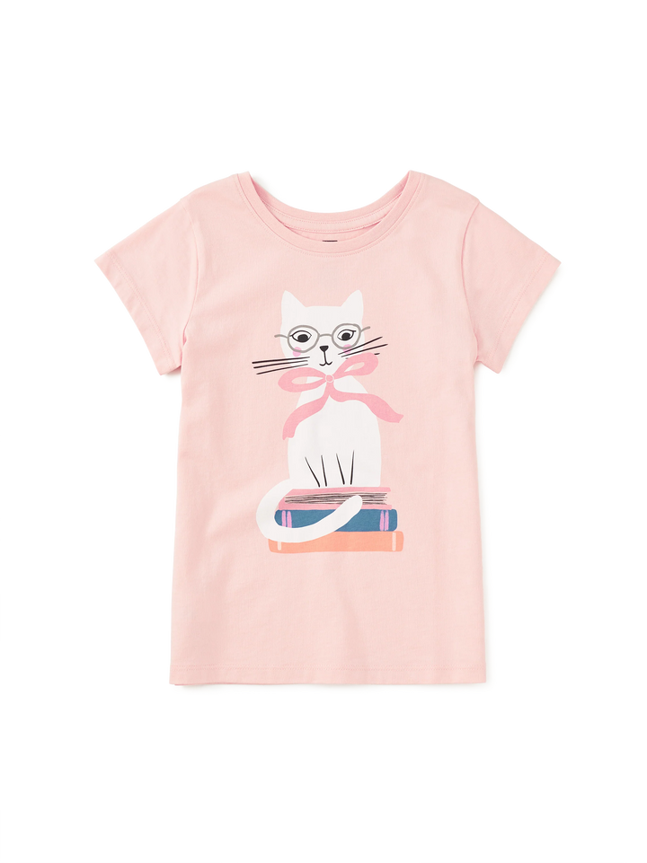 Tea Collection Graphic Tee with Book Cat