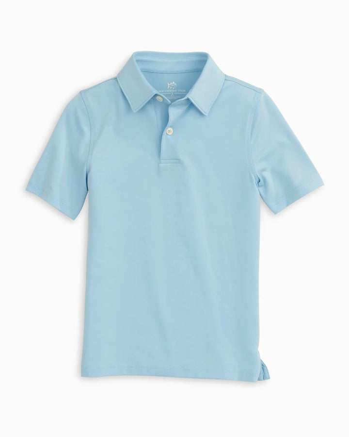 Southern Tide Driver Stripe Performance Polo in Sky Blue