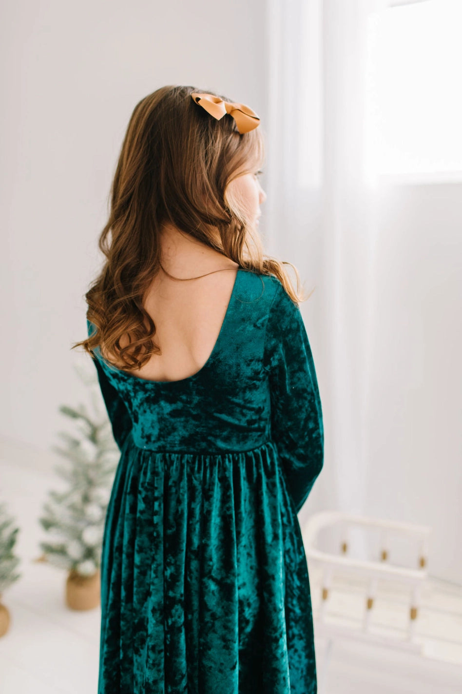Ollie Jay Gwendolyn Dress in Crushed Green Velvet