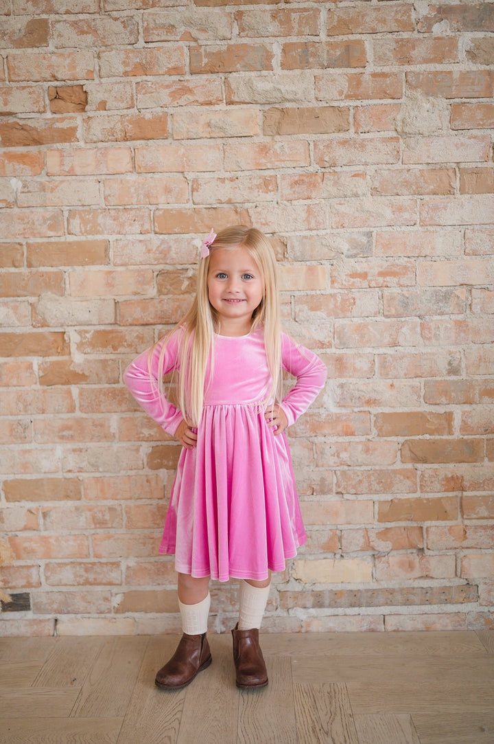 Ollie Jay Gwendolyn Dress in Baby Pink Velvet