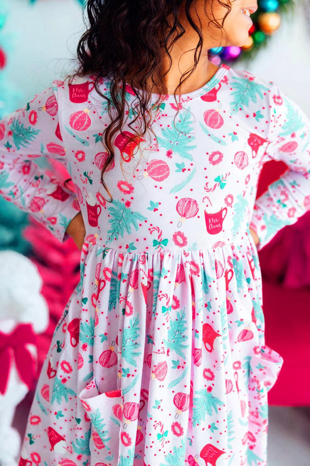 Mila & Rose Long Sleeve Pocket Twirl Dress in Cocoa Kisses