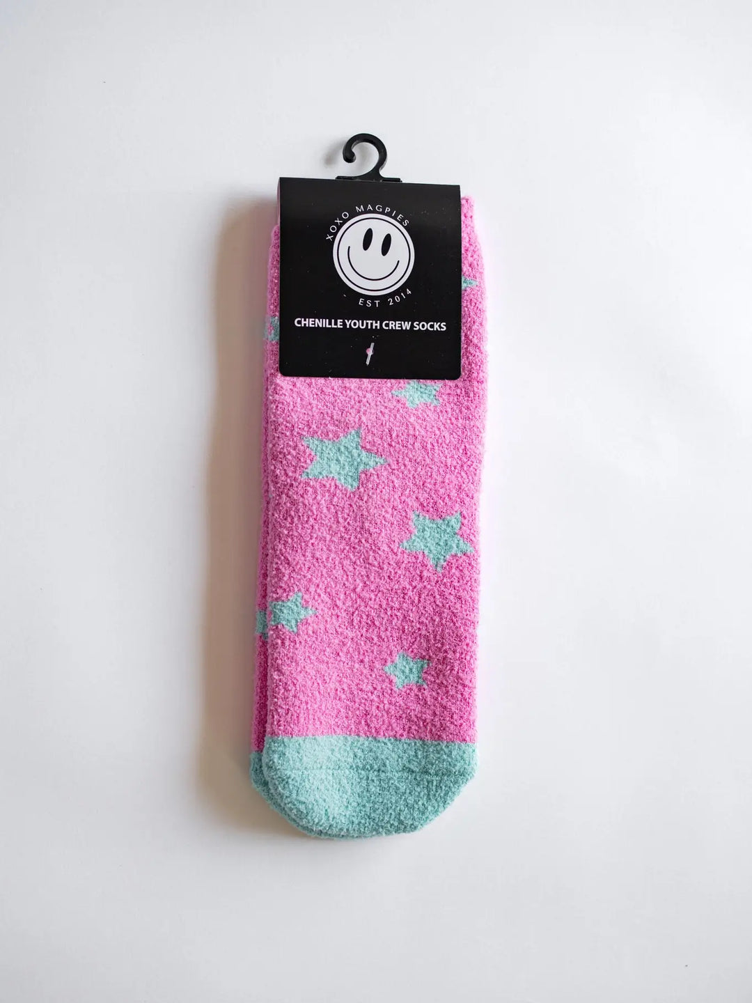 XOXO Fuzzy Socks Pink and Aqua Star
