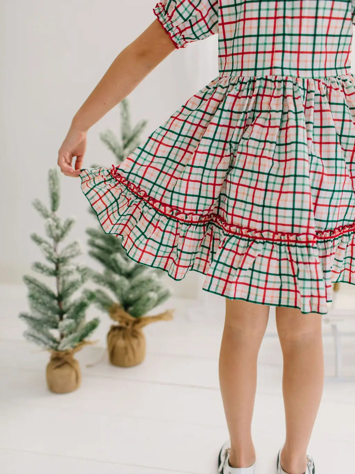 Ollie Jay Aura Plaid Dress in Holiday Plaid