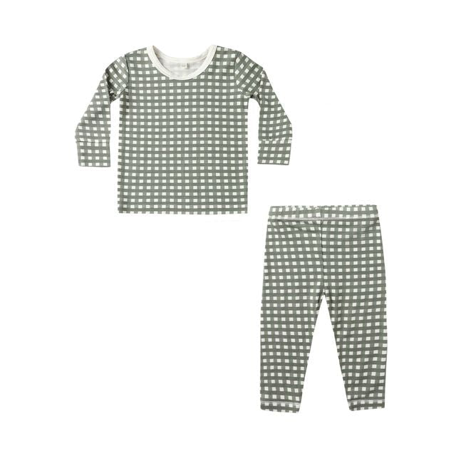 Quincy Mae Bamboo Pajama Set in Forest Check