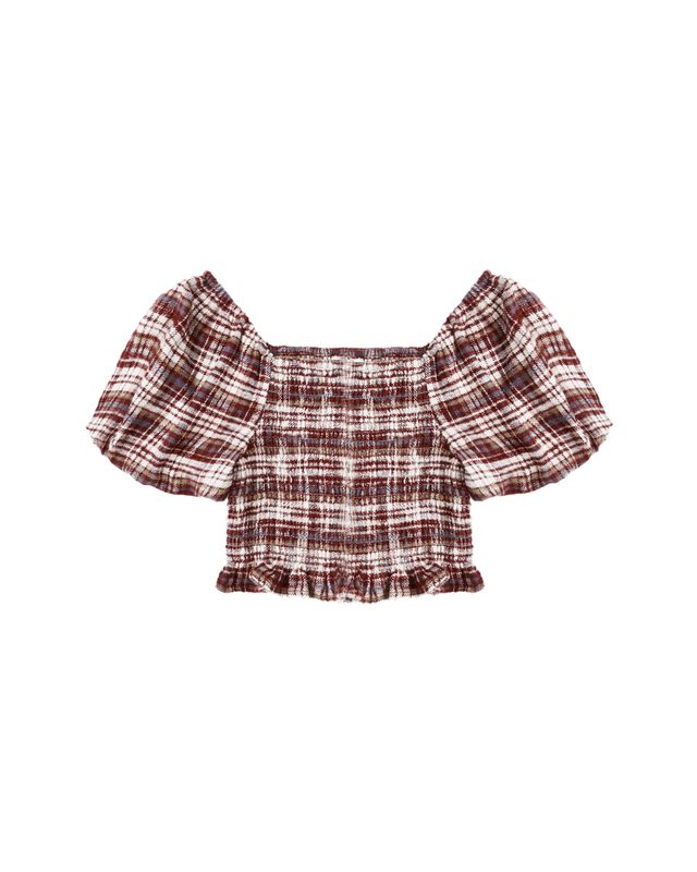 Rylee & Cru Trixie Top in Burgundy Plaid