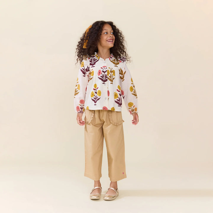 Bailey Ruffle Pant in Khaki (size 4-6)