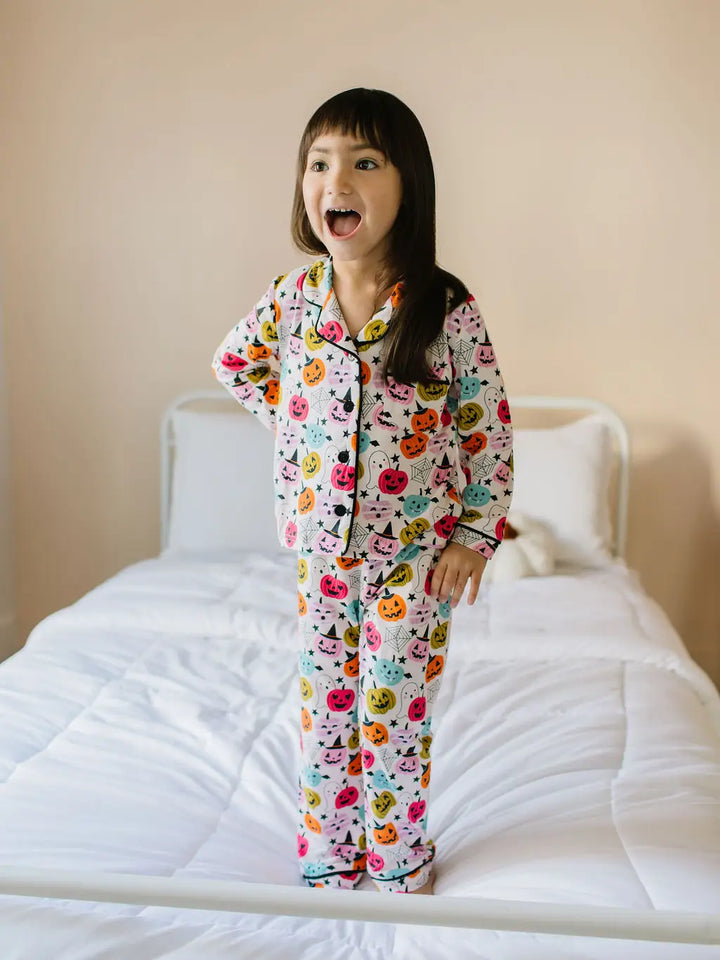 Button Pajama Set in Boo Crew