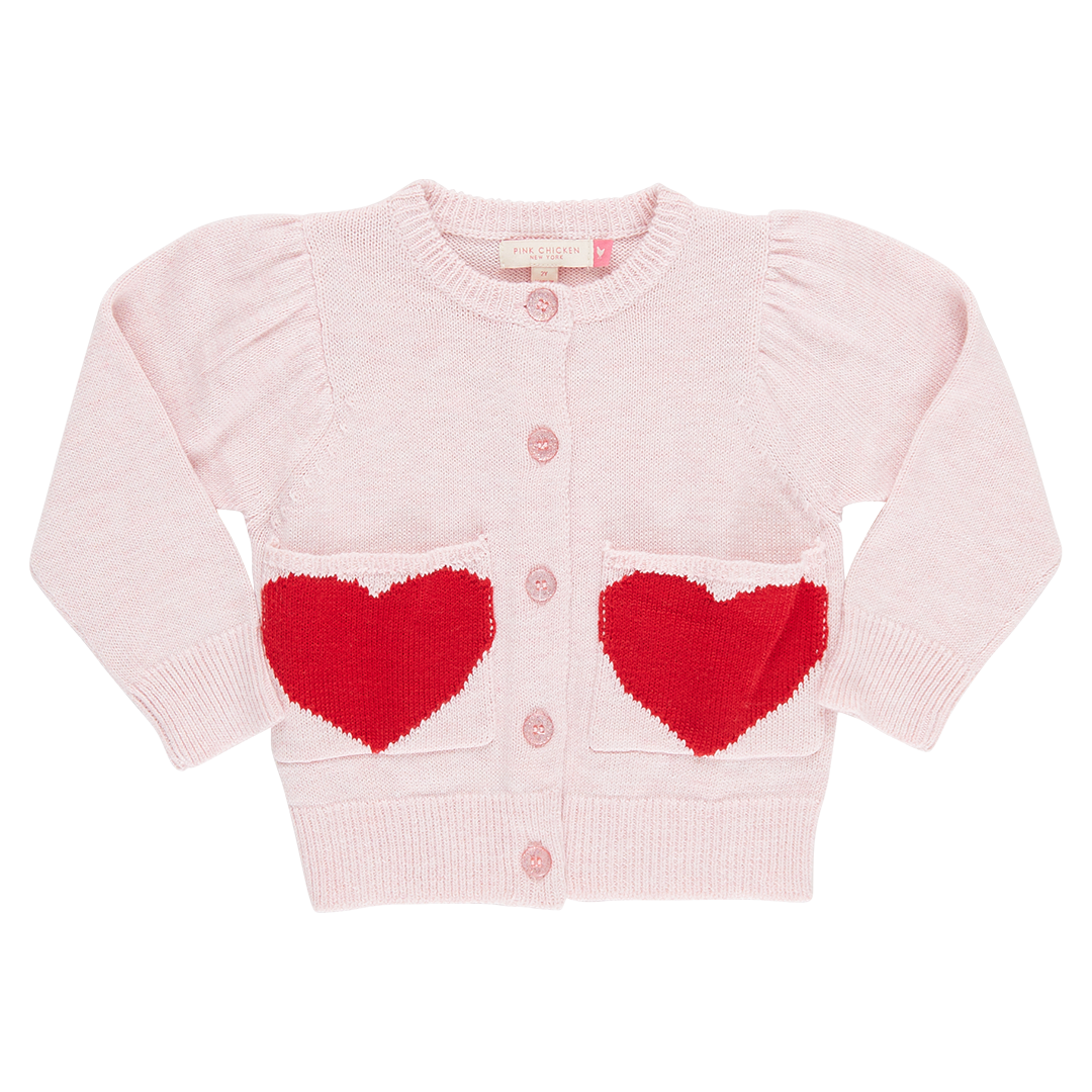 Pink Chicken Red Heart Pocket Sweater (sizes 7-10)