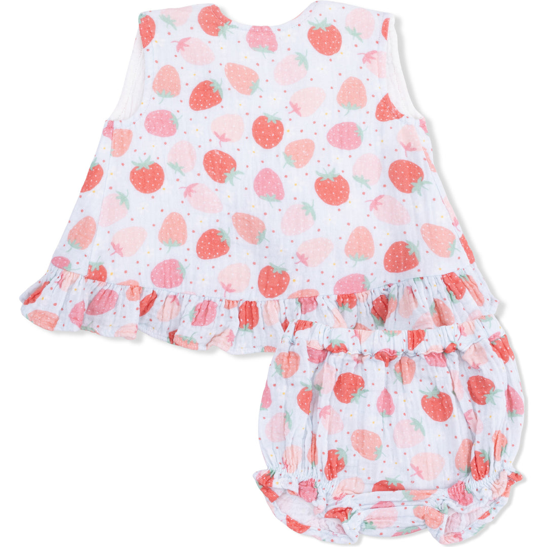 Angel Dear Strawberry Bliss Ruffle Top and Bloomer Set