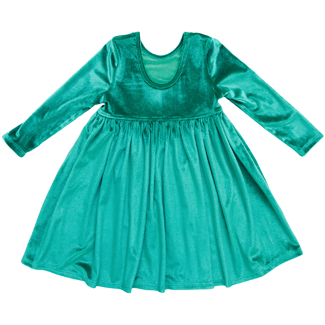 Pink Chicken Velour Steph Dress in Teal (sizes 7-10)