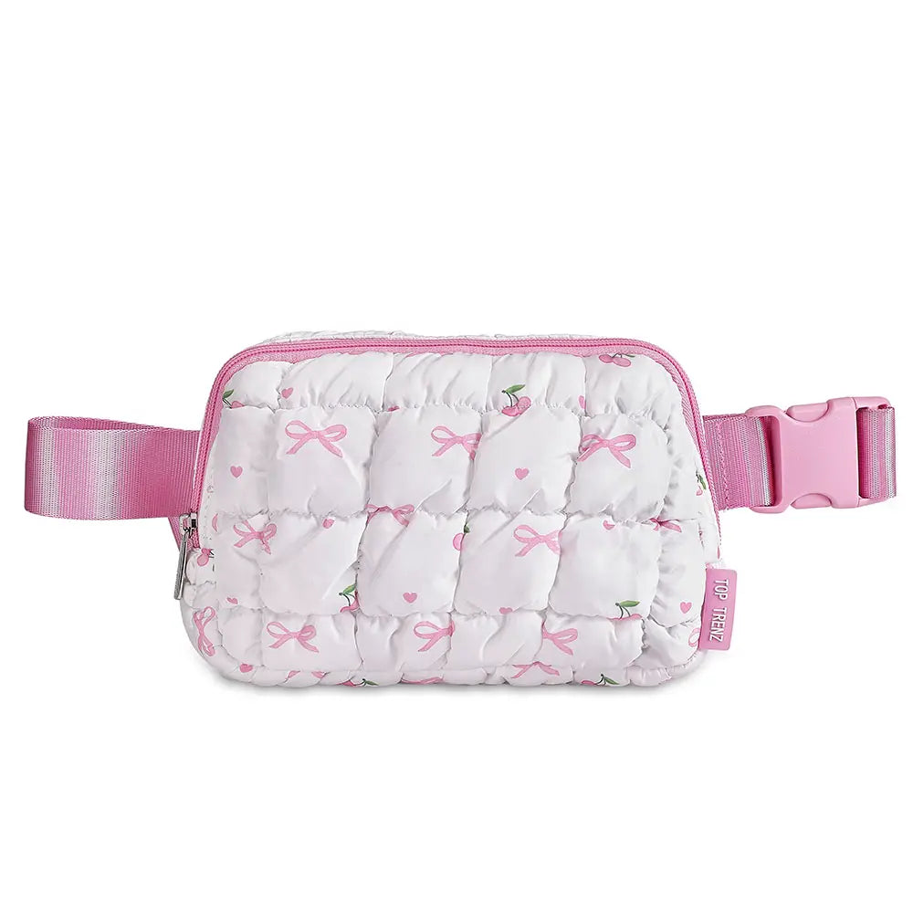 Top Trenz Bows White Puffer Belt Bag