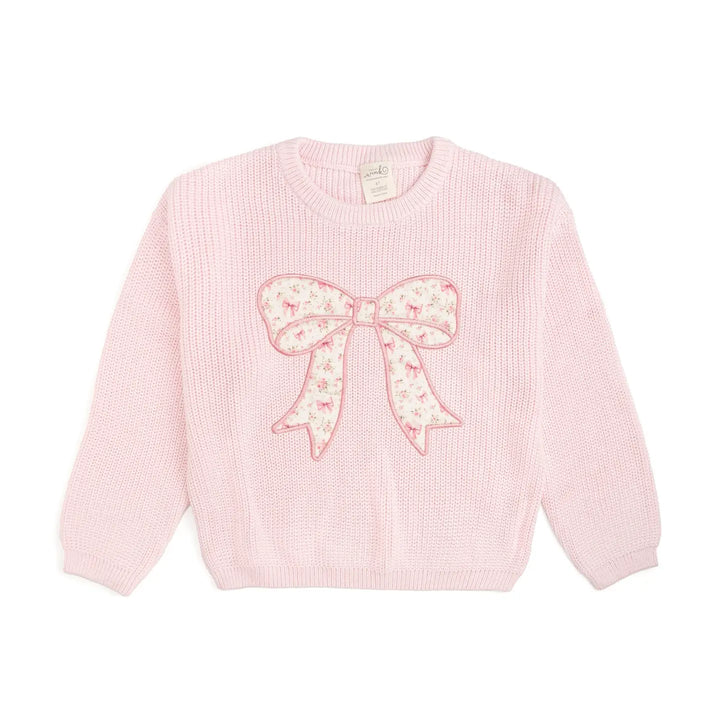 Sweet Wink Ditsy Floral Bow Knit Sweater