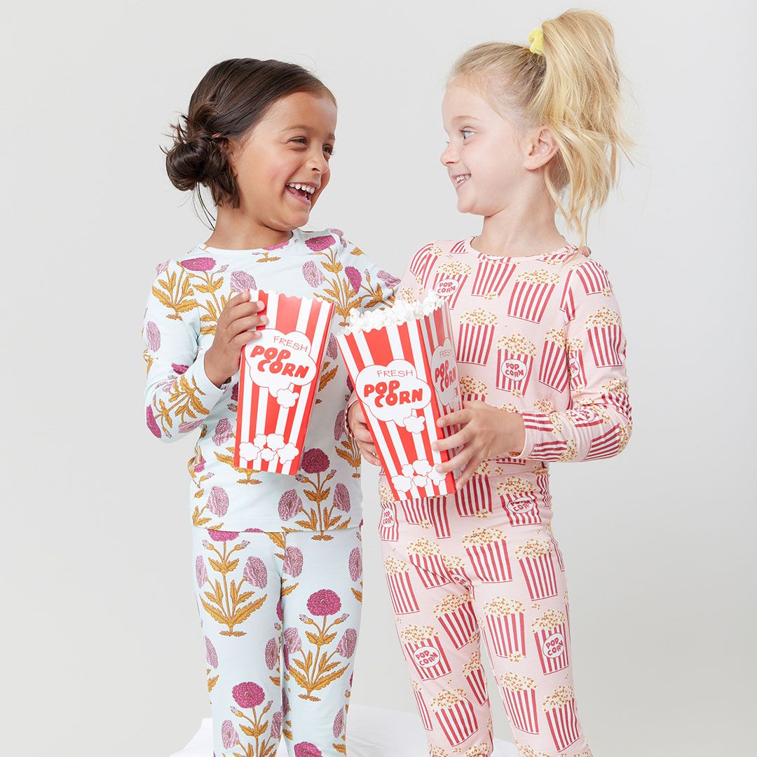 Pink Chicken Kid Bamboo Pajama Set in Popcorn (sizes 7-8)