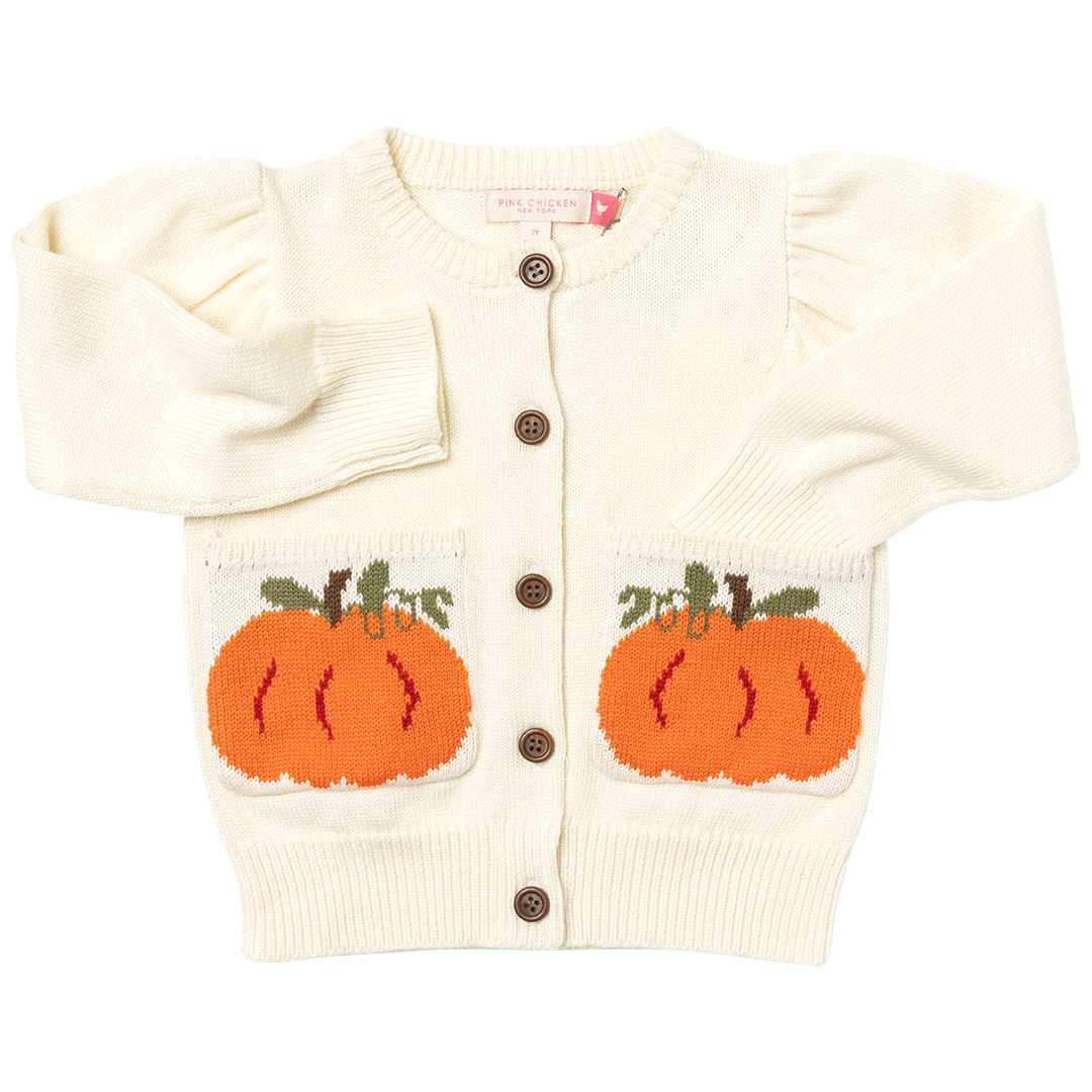 Pink Chicken Pumpkin Pocket Sweater (sizes 2-6)