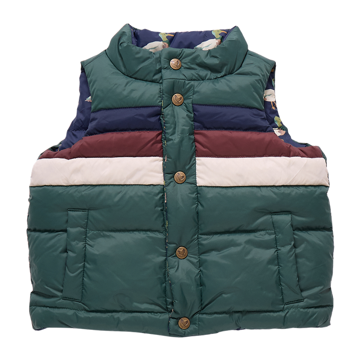 Pink Chicken Reversible Ellis Vest in Evergreen Stripe (sizes 7-8)