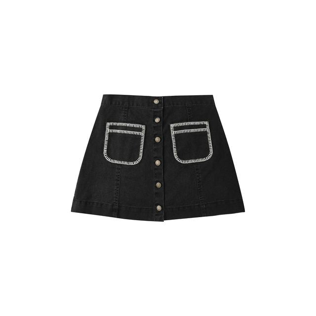 Rylee & Cru Denver Mini Skirt in Washed Black