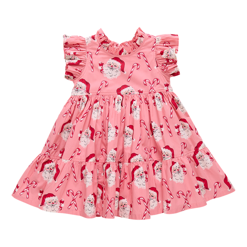Pink Chicken Jennifer Dress in Pink Candy Cane Santa (size 2-6)