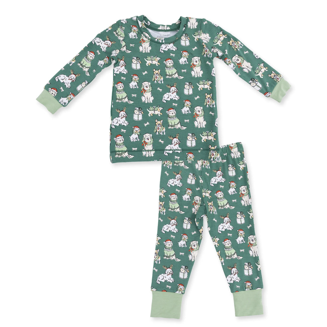 Angel Dear Christmas Dogs Long Sleeve Pajama Set in Green